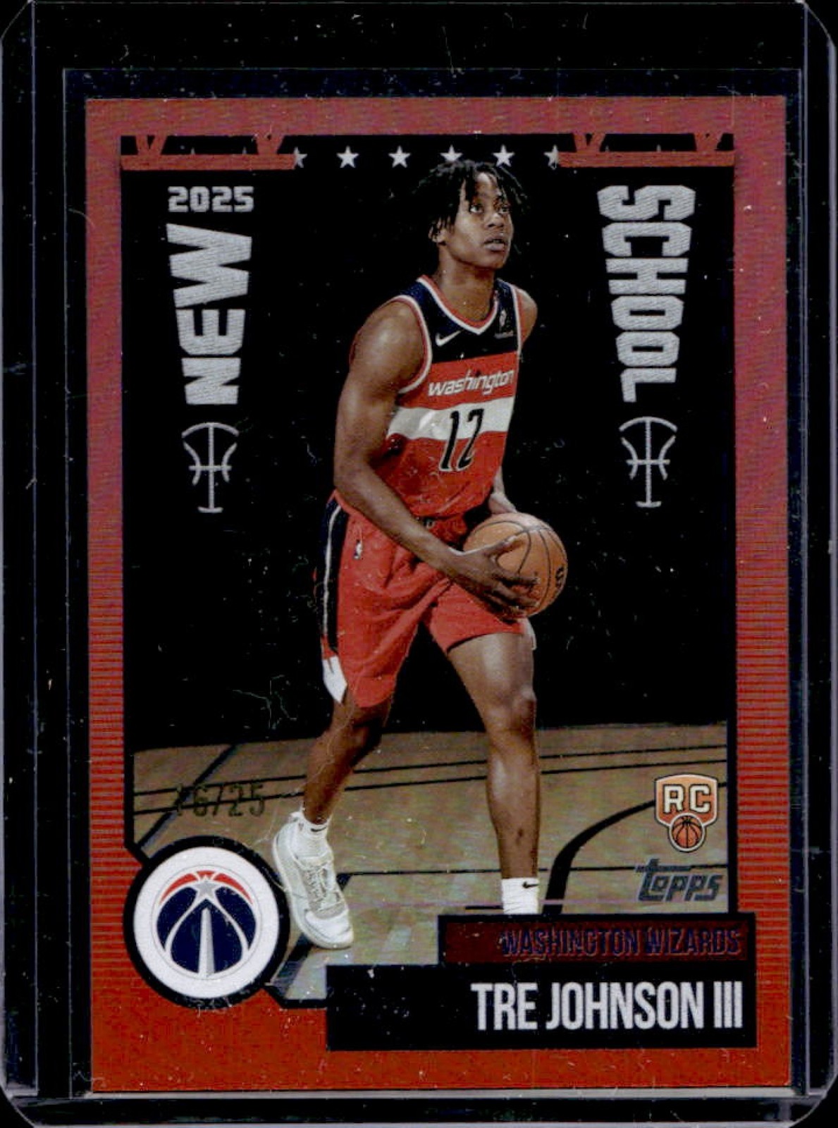 2025-26 Topps Tre Johnson III New School RC Orange Rainbow Rookie #/25 Wizards