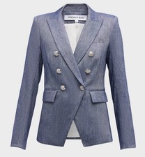 Veronica Beard Miller Dickey Jacket Blue Linen Size 6 S NWT