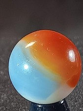 5/8" Vitro Agate Flame Red Sky Blue Patch Snow White NM Serious Marble B8