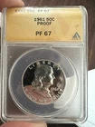 1961 Franklin Half Dollar Proof 50c - Graded ANACS PF 67 50C 90% Silver Half