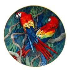 Vintage Wedgwood Scarlet Macaw Plate Limited Edition Tropical Birds Gold Rim