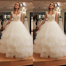 Elegant Wedding Dresses Ruffles A Line Lace Sleeveless Beach Bridal Gown