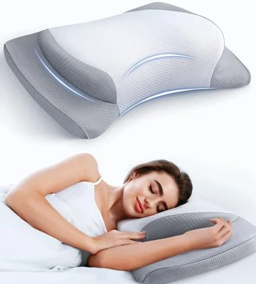 GADOLE 8X Support Side Sleeping Pillow for Neck Pain Relief Queen - Gray