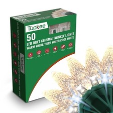 Christmas LED Duet C6/5mm Twinkle Lights, Champagne LED Bulbs, 8 of 50 Twinkle
