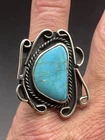 Vintage Native American Navajo Sterling Silver Turquoise Ring Sz 7.5