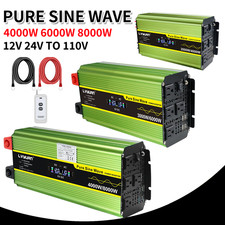 4000W 6000W 8000W Pure Sine Wave Power Inverter 12V 24V DC to 110V AC Converter