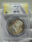 1885 US Morgan Silver Dollar $1 ANACS MS63 Nice Bullet Toning