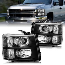 Black Headlights For 2007-2013 Chevy Silverado 1500 2500 3500hd Headlamp Sets