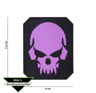 3D Patch Gummi Aufnäher Abzeichen inkl. Gegenstück Pirate Skull rosa Neu VO19050