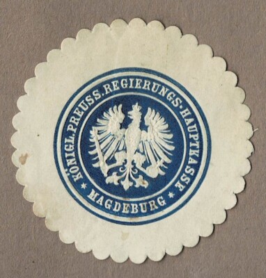 Seal stamp Prussia: Royal PREUSS. GOVERNMENT MAIN TREASURY MAGDEBURG