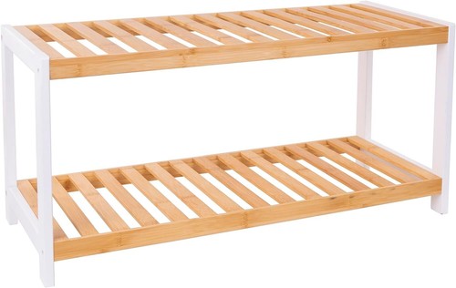2 STUFEN BAMBUS SCHUHSTÄNDER ORGANISATORSTÄNDER LAGERREGALEINHEIT naturgrau weiß - Bild 49 von 49