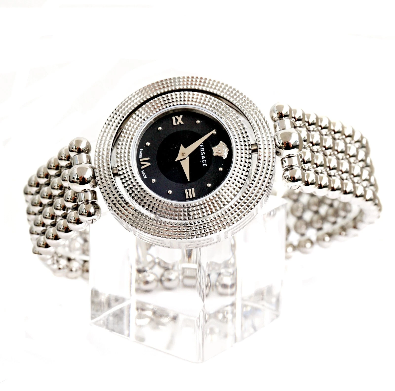 Orologio donna Versace VE7900620 EON lunetta girevole IP argento SWISS MADE nuovo