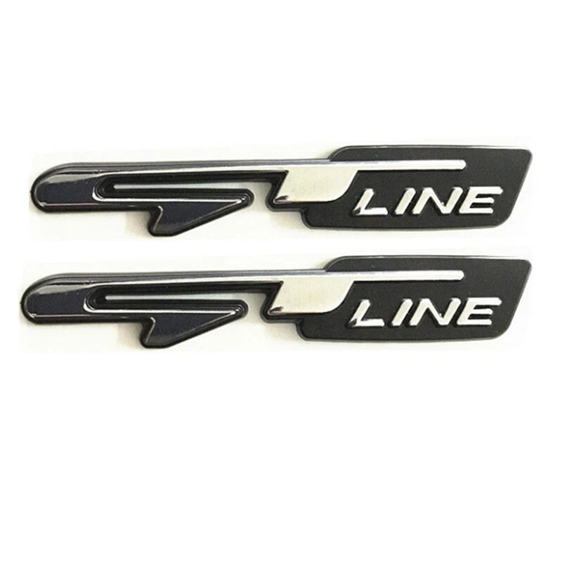 2X Metal GT LINE GTLine Fender Badge Chrome Black Emblem for Optima Peugeot - Image 2 of 3