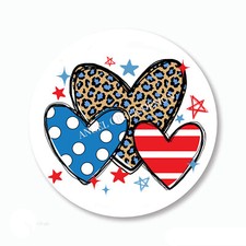 Stars Stripes and Leopard Hearts Stickers 4th of July Favors Envelope Seals