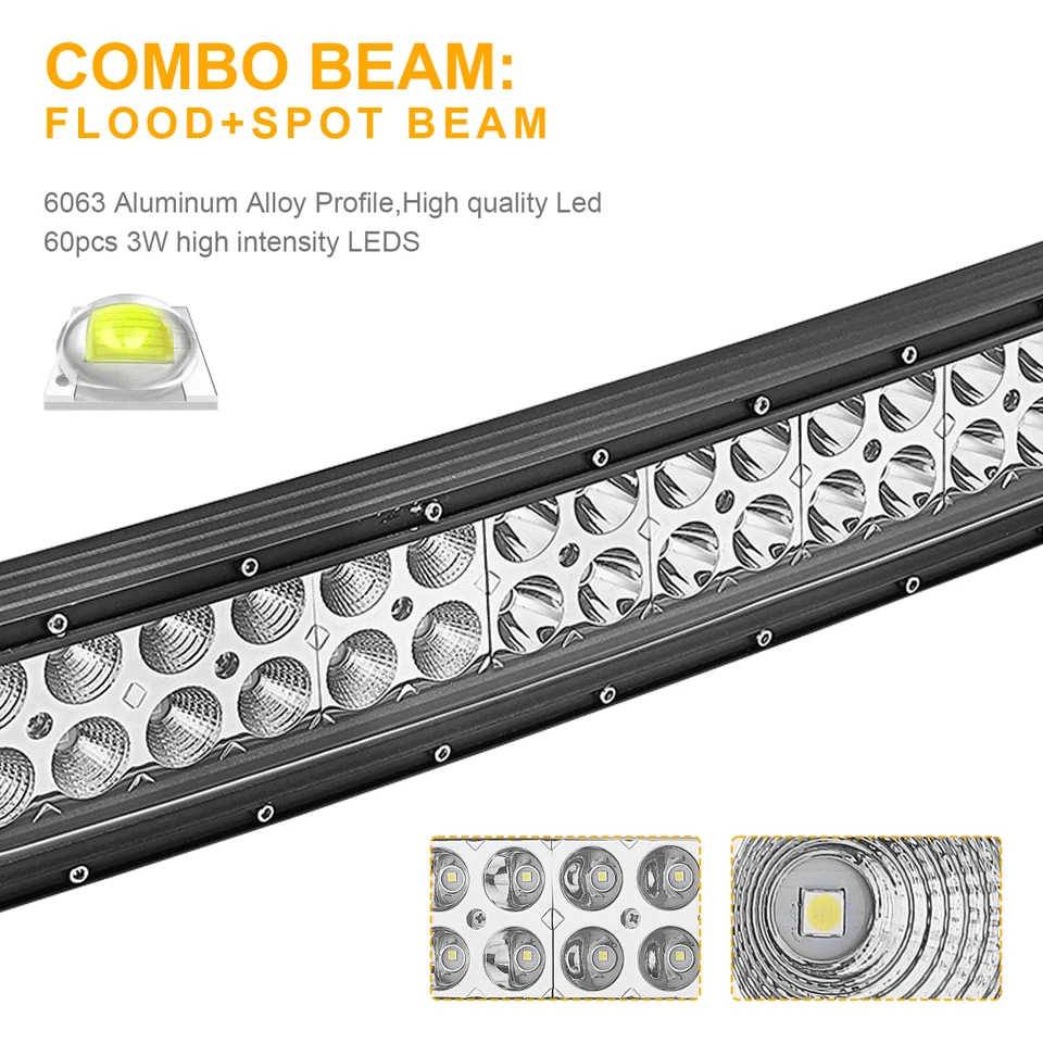 BARRA DE LUZ LED CURVA APTA PARA POLARIS RZR XP 1000 900 32" pulgadas 180W SOPORTE TECHO SUPERIOR Foto 4 de 4