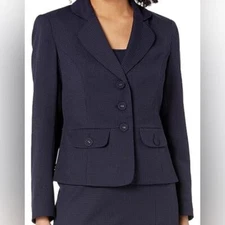 Le Suit Navy check short blazer NWT size 4