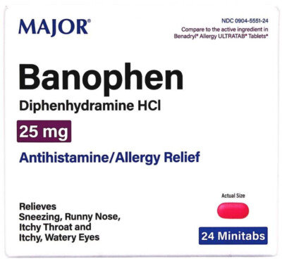 Major Banophen Diphenhydramine HCI 25 mg