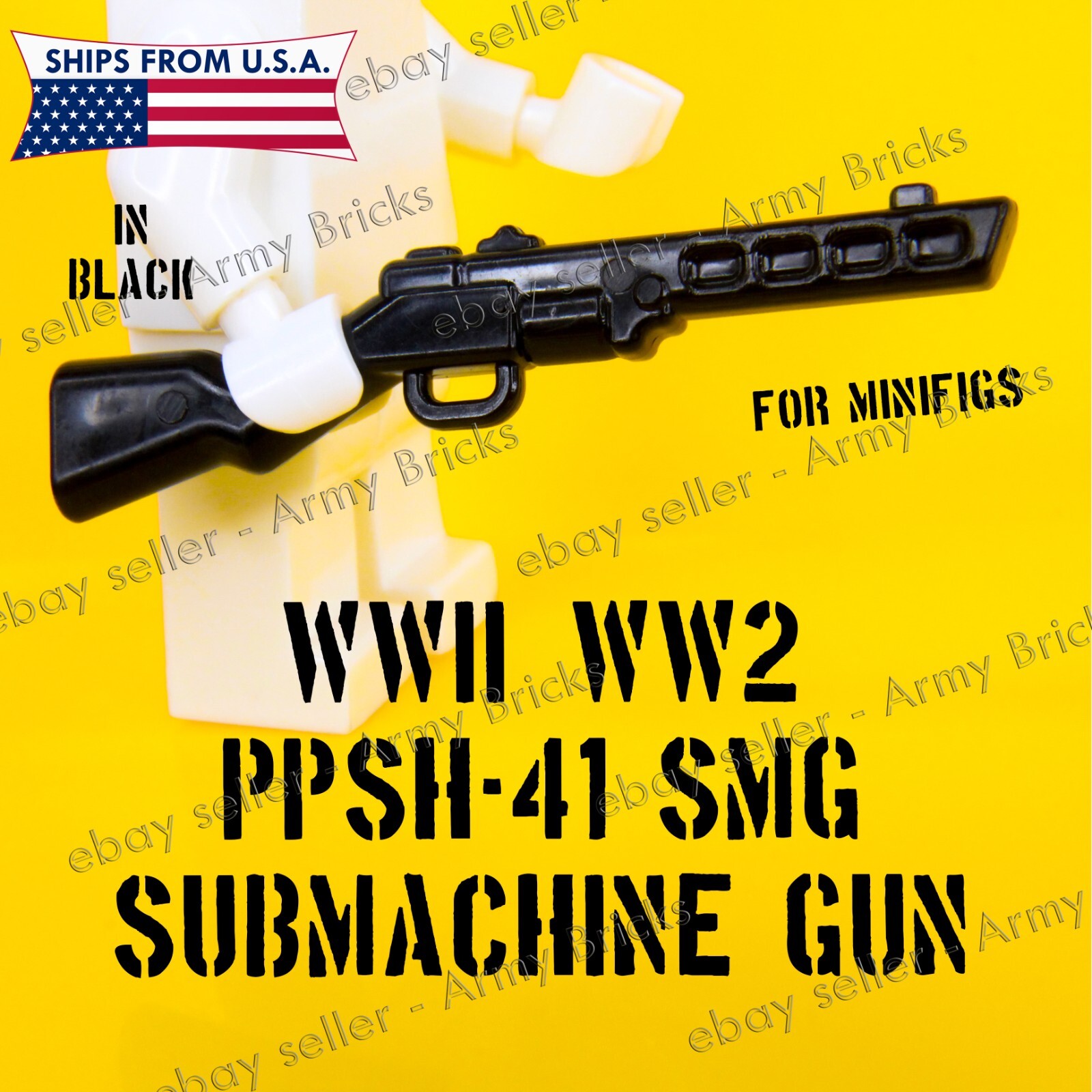 WW2 German PPSh41 SMG Submachine Gun • CUSTOM TOY Brick for Minifigs