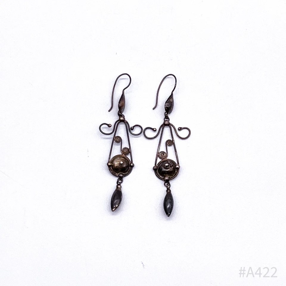 Paar Art Déco Ohrringe Ohrhänger Ohrringe Hängeohrring, versilbert - Bild 2 von 4