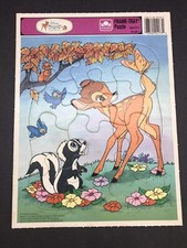Disney Puzzle Bambi Flower The Skunk Frame Tray 12 Piece Cardboard Vintage
