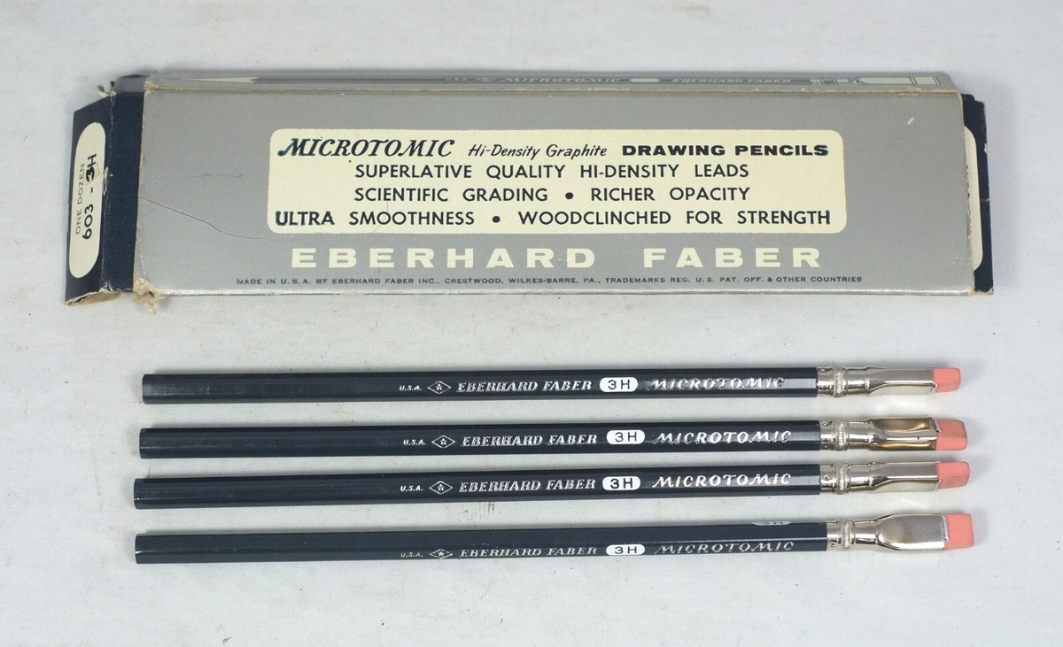 4 NOS Vintage Eberhard Faber Microtomic 603 3H Drafting Drawing