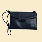 1970s leather blue handbag by Bagheera, Made in Italy bag w/  shoulder strap