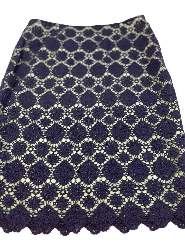 Falda Lápiz VINCE CAMUTO Crochet Encaje Azul Oscuro Talla 4 Verde Menta Forrada Corta Foto 4 de 4