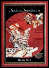 2023-24 UPPER DECK TRILOGY ROOKIE RENDITIONS RED DUSTIN WOLF 718/799 CALGARY