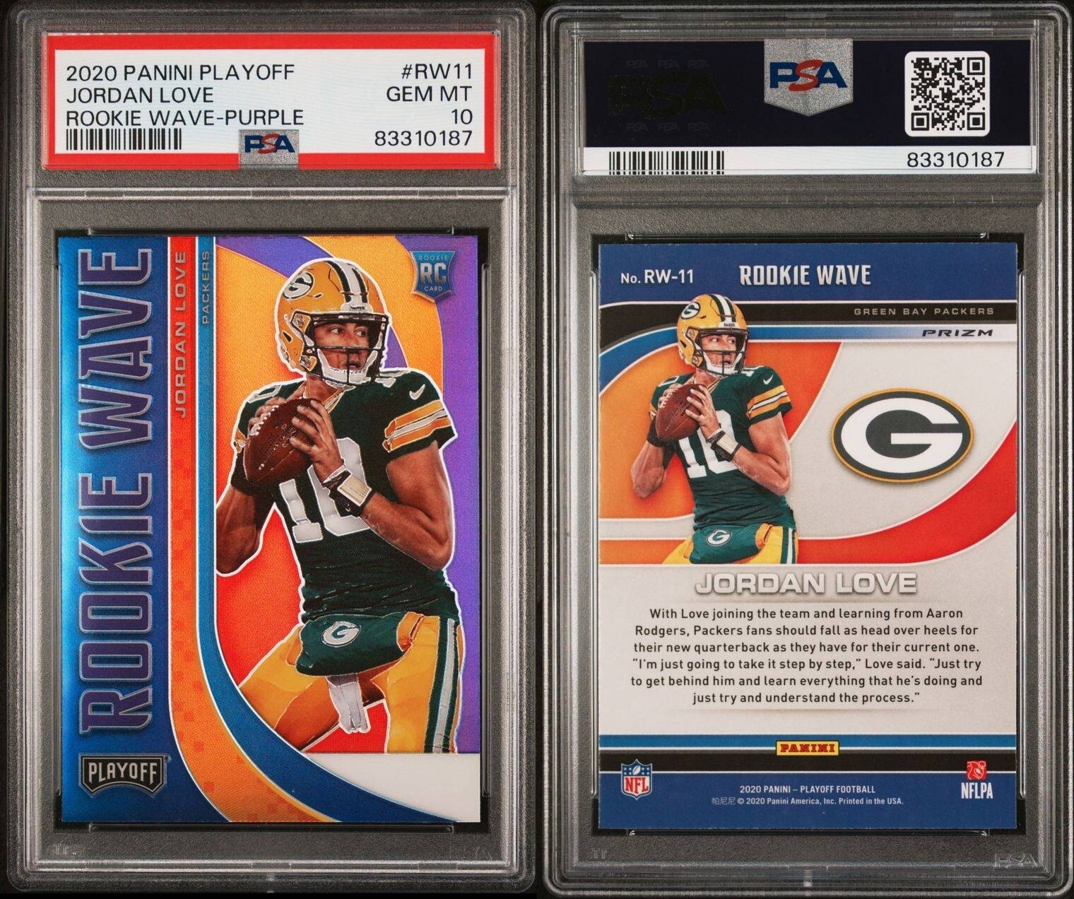 Jordan Love Panini Playoff Rookie Wave #RW11 Purple