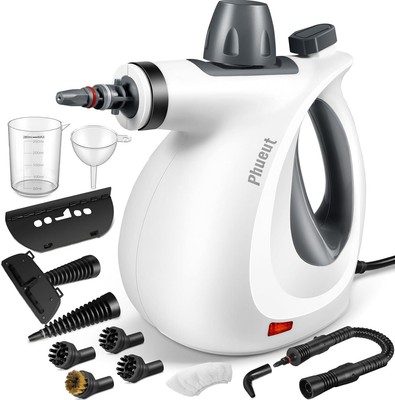 Pressurized Handheld Multi-Surface Natural Steam Cleaner with 12 pcs Gray 