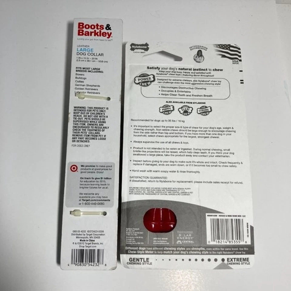 Large LEATHER Dog Collar and Nylabone Chew - Image 2 of 4