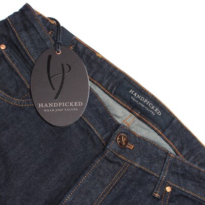 Handpicked NWT Orvieto Denim Jeans Size 36 US In Solid Dark Blue Cotton Blend