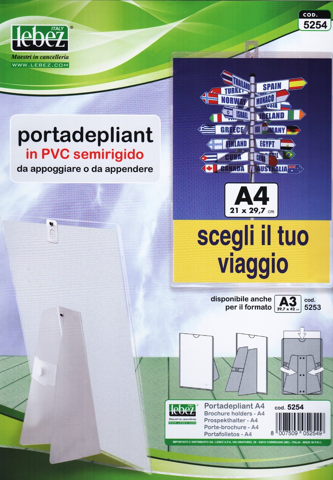 Portadepliant da Tavolo in PVC Semirigido Lebez - A4 - 5254 (Trasparente) - Immagine 2
