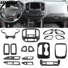 17x Black Wood Interior Dash Decoration Cover Trims Kit For Chevy Colorado 2014+