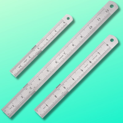 Metal Inches Ruler With Rounded End Stainless Steel Metal Ruler with Inch and Metric Machinist Ruler 3pcs ...
