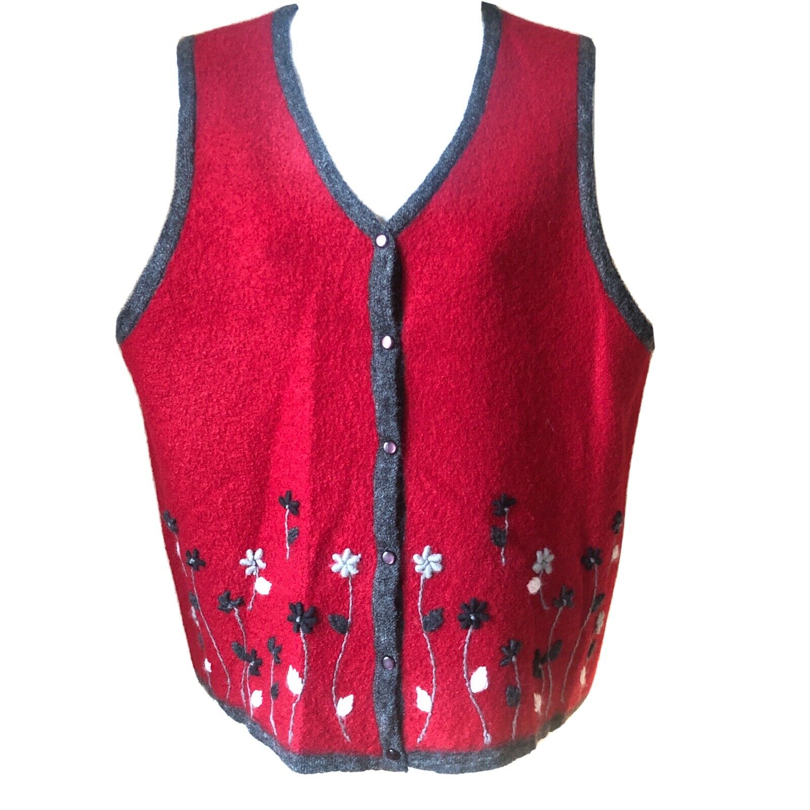 Sag Harbor Medium Wool Mohair Sweater Vest Floral… - image 1