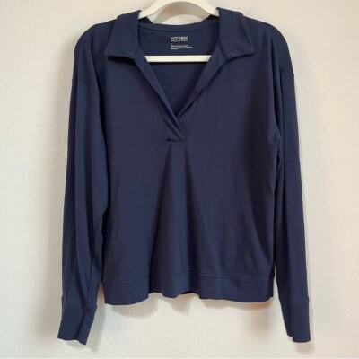 Haven Well Within Navy Long Sleeve Pullover Cotton Women's Sweater Top Size L