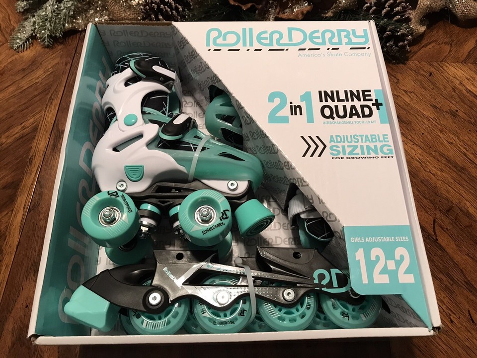 Roller Derby Lomond Girls Adjustable InlineQuad Combo Skates Blades