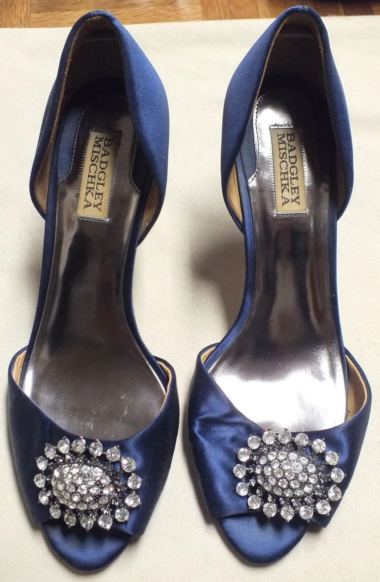 Badgley mischka blue satin hotsell shoes
