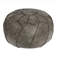Unstuffed Pouf Cover - Round Foot Stool Ottoman - Storage Bean Bag Floor Chai...