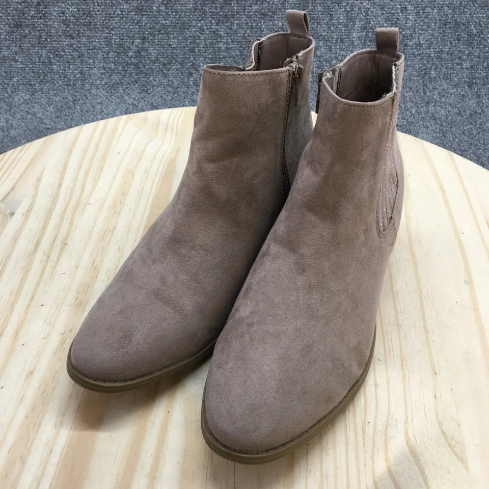 Lauren Conrad Botines Mujer 9.5M Marrón Gris Moca Taupe Cremallera Informal Gamuza Foto 4 de 4