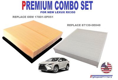 Premium Air Filter & Cabin Filter Combo For 2016-2022 Lexus RX350 - Direct Replacement