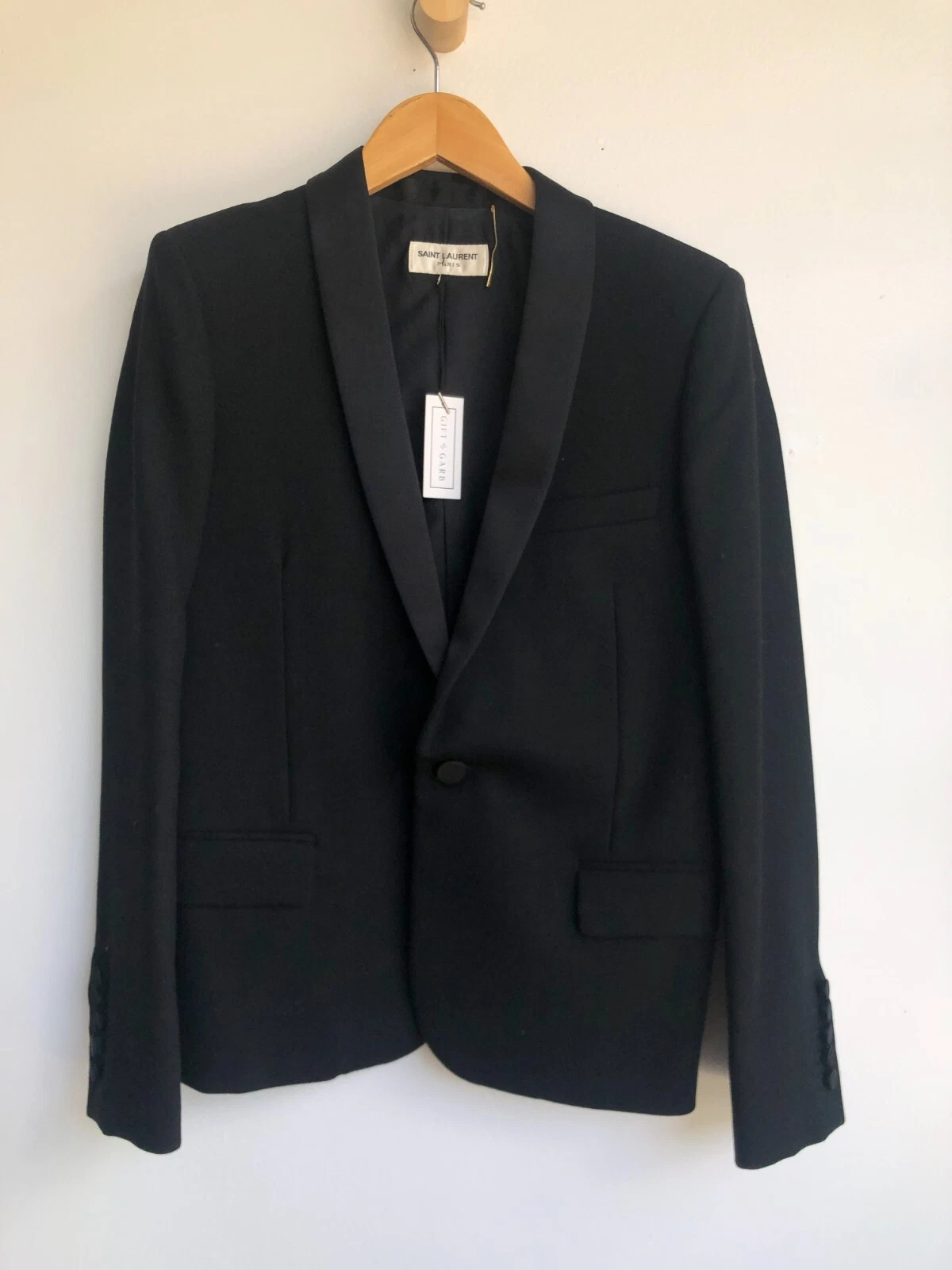SAINT LAURENT (YSL) SAINT LAURENT blazer smoking nero seta frutta colletto lana smoking 36 4