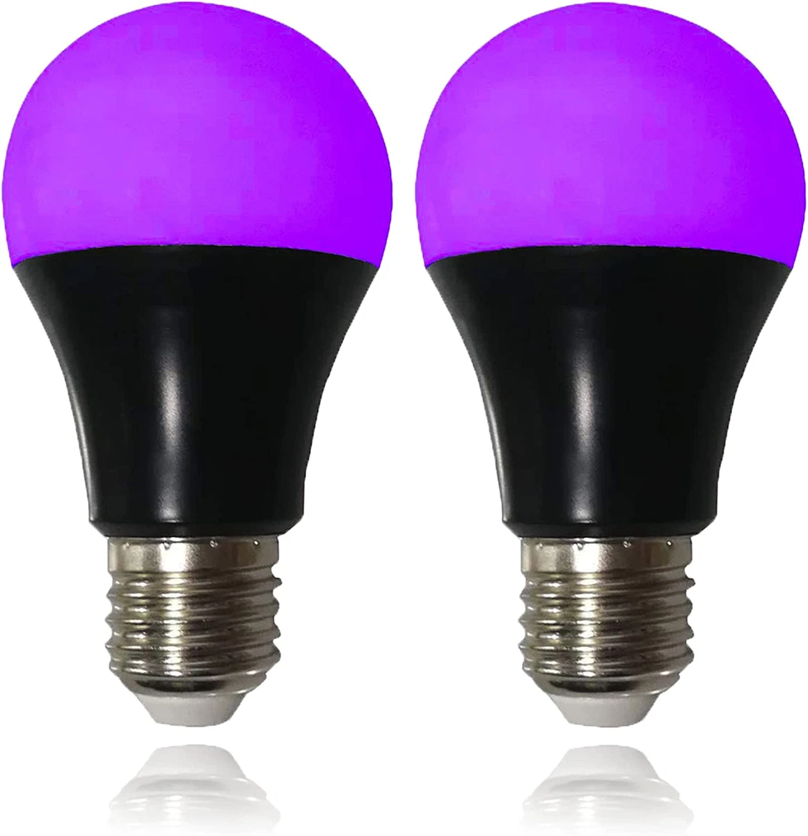 UV LED Black Light Bulbs 2 Pack A19 E26 8W Blacklight Bulb for Glow in the Dark