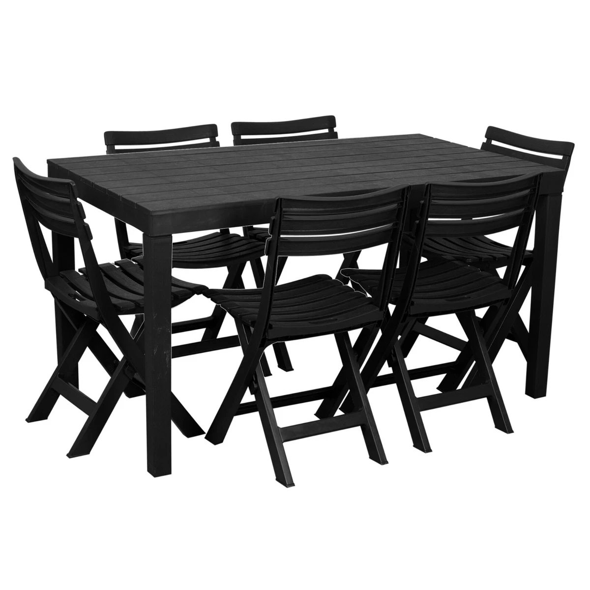 Rectangle Garden Plastic Patio Dining Table Folding Chairs Outdoor Furniture