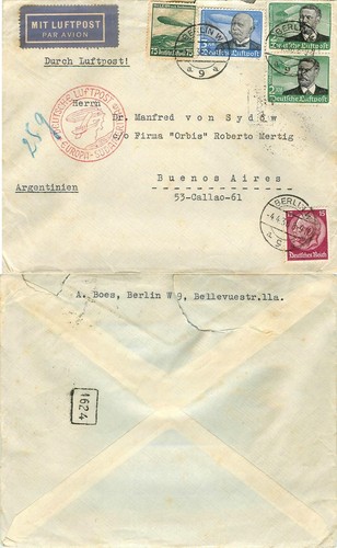594 - Germany, Reich - Air Envelope from Berlin to Buenos Aires (Argentina)