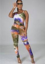 Women s New Sleeveless stretch, no closure, multi colored jumpsuit 