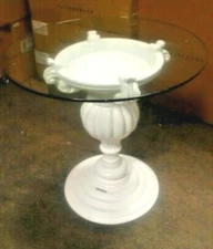 Frontgate Donatella Outdoor Patio Side Dining Bistro Pedestal Table white pool