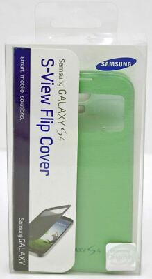 NEW GENUINE Samsung Galaxy S4 Mint Green S-View Flip Cover Phone Window Case OEM