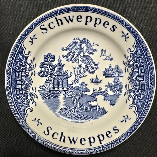 Vintage Schweppes Blue Advertising Plate Sign Enoch Wedgwood England Small